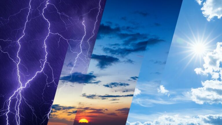 Weather forecast climate change concept image showcasing different conditions