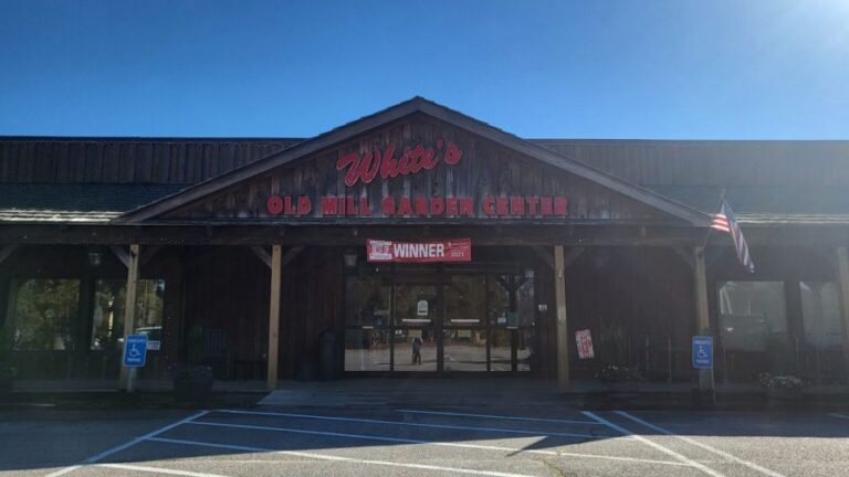 Whites Nursery and Greenhouses Inc. old mill garden center building location closing down with final liquidation auction