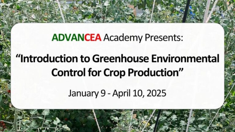 ADVANCEA Academy Introduction to Greenhouse Environmental Control for Crop Production