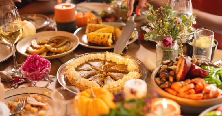 festive table with thanksgiving